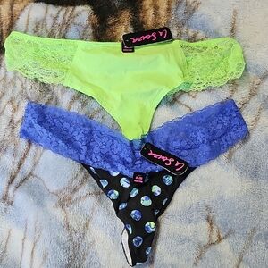 La SENZA Neon Green and Blue Lace Panties Set